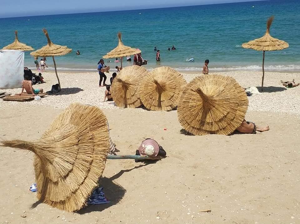مظلات مجانية بشاطئ الوداية